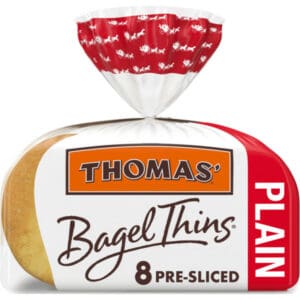 Thomas’ 8 count, Plain Pre-sliced Bagel Thins