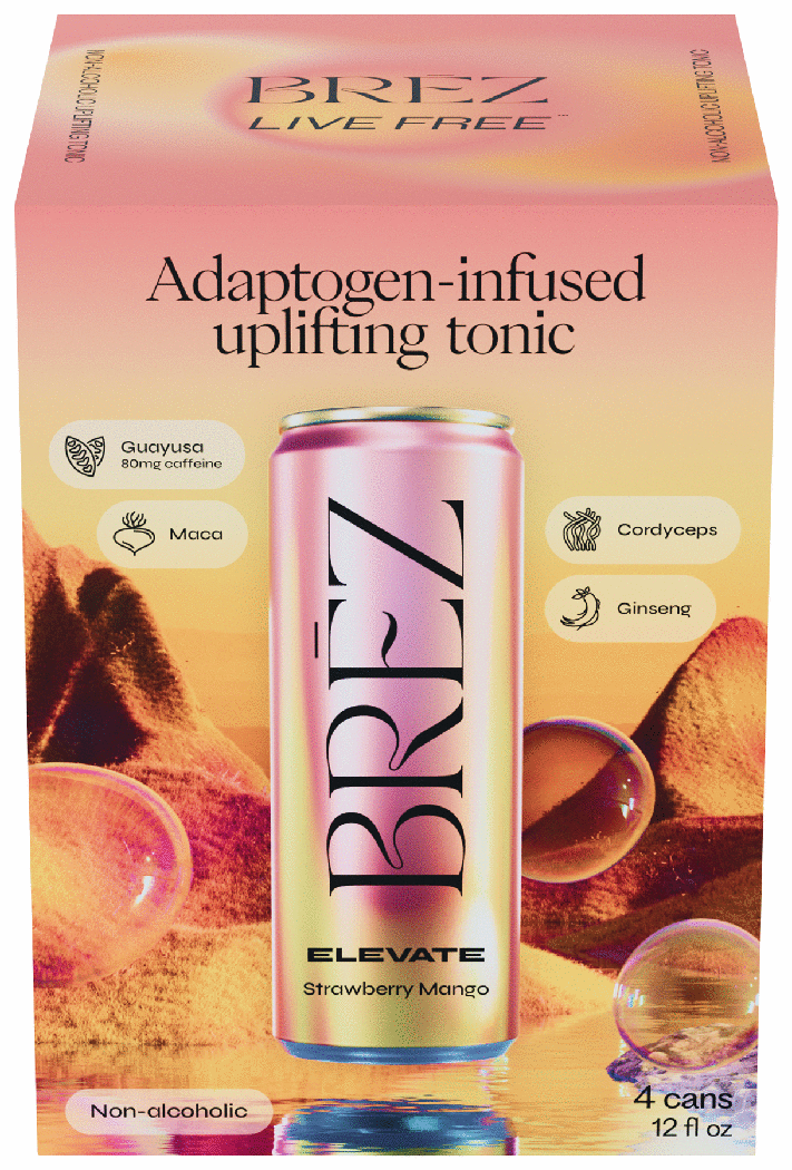 BREZ Non-Alcoholic Elevate Strawberry Mango Uplifting Tonic