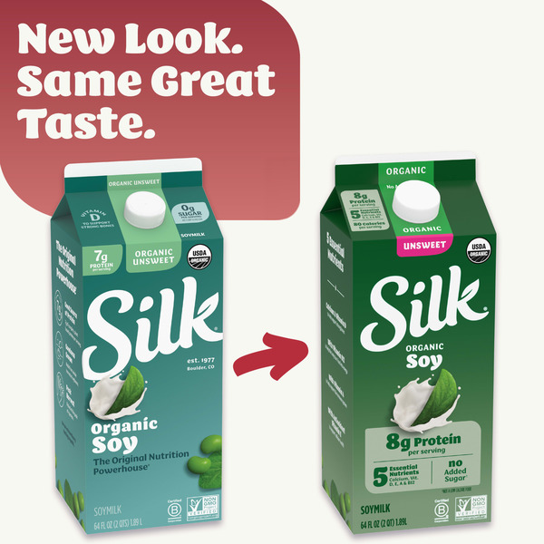 Silk Soy Milk, Unsweet Organic, Dairy Free, Gluten Free, Delicious Vegan Plant Based Milk with No Added Sugar and 5 Essential Nutrients, 64 fl oz Half Gallon - Image 3