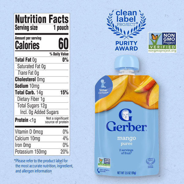 Gerber Stage 2 Baby Food Mango Puree Pouch - Image 8