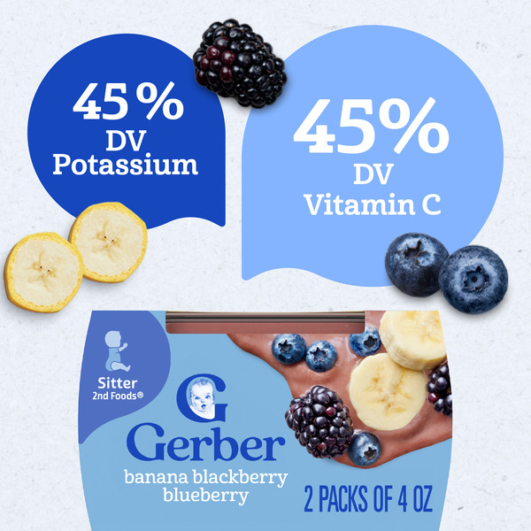 Gerber Stage 2 Baby Food Banana Blackberry Blueberry Puree Tubs Baby Puree - Image 3