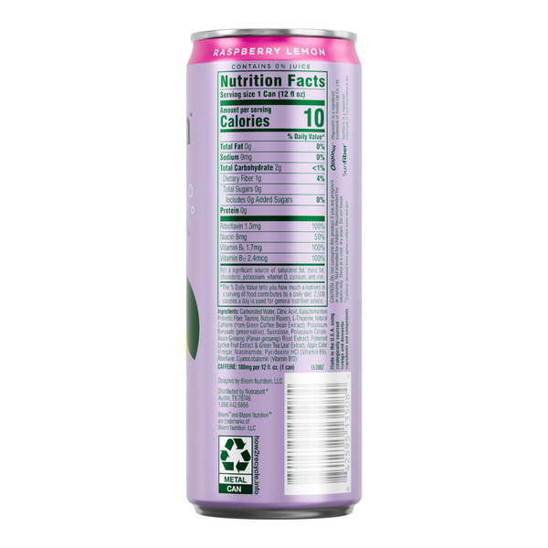 Bloom Sparkling Energy Bloom Sparkling Energy, Carbonated, Raspberry Lemon - Image 2