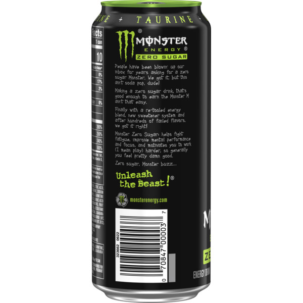 Monster Energy Monster Zero Sugar, Sugar Free Energy Drink, 16 Fl Oz - Image 2