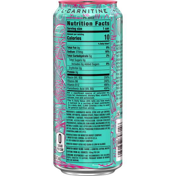 Monster Energy Ultra Ultra Vice Guava Zero Sugar Energy Drink - Image 3