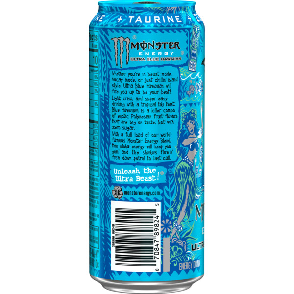 Monster Energy Ultra Monster Ultra, Blue Hawaiian, Sugar Free Energy Drink, 16 Fl Oz - Image 2