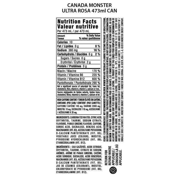 Monster Energy Ultra Monster Ultra, Paradise, Sugar Free Energy Drink, 16 Fl Oz - Image 2