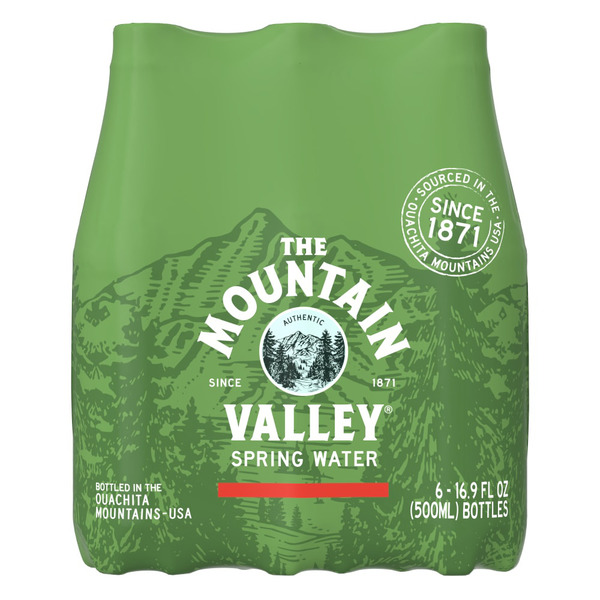 MOUNTAIN VALLEY Still Spring Water Bottles, 0.5 Liter, 6 Pack