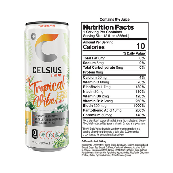 CELSIUS Sparkling Tropical Vibe, Energy Drink - Image 3