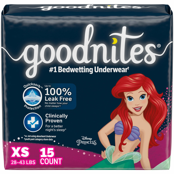 Goodnites Girls' Nighttime Bedwetting Underwear, Size XS (28-43 lbs)