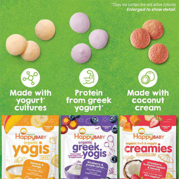 Happy Baby Organics Organics Baby Snacks, Yogis, Freeze Dried Yogurt & Fruit Snacks, Gluten Free Snack for Babies 9+ Months, Mixed Berry, 1 Ounce (Pack of 1) - Image 7