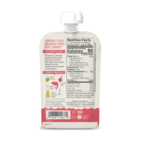 Serenity Kids Wild Caught Salmon with Organic Vegetables Baby Food Pouch - Image 2