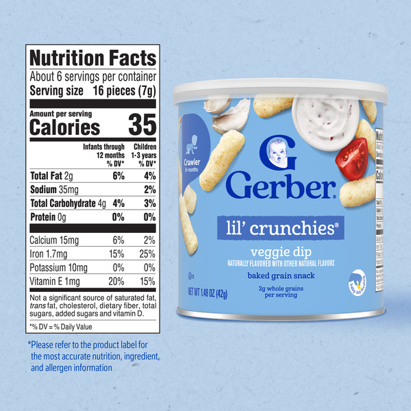 Gerber Stage 3 Baby Food Snacks Veggie Dip Lil' Crunchies Baby Led Feeding - Image 7