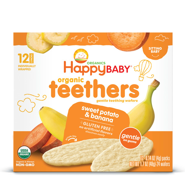 Happy Baby Organics Organics Baby Snacks, Gentle Teething Wafers, Gluten Free & Vegan, Sweet Potato & Banana, 12 Count (Pack of 6) - Image 8