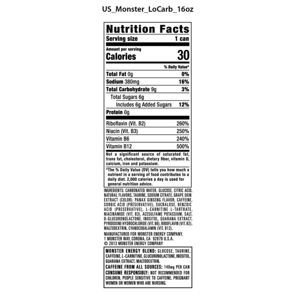 Monster Energy Monster LoCarb , Energy Drink, 16 Fl Oz - Image 4