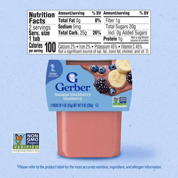 Gerber Stage 2 Baby Food Banana Blackberry Blueberry Puree Tubs Baby Puree - Image 7