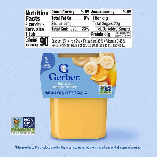 Gerber Stage 2 Baby Food Banana Orange Medley Puree Tub Baby Puree - Image 8