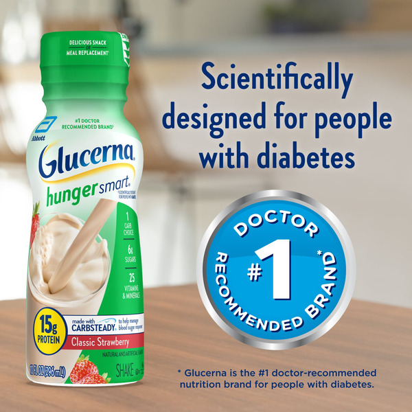 Glucerna Hunger Smart, Diabetic Drink to Support Blood Sugar Management, Classic Strawberry, 10-fl-oz Bottle, 6 Count - Image 4