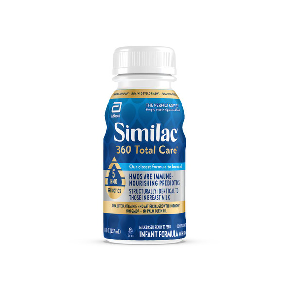 Similac 360 Total Care Ready-to-Feed Infant Formula, Has 5 HMO Prebiotics, 8-fl-oz Bottle