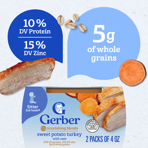Gerber Sweet Potato & Turkey With Whole Grains Nutritious Dinner 2nd Foods - Image 3
