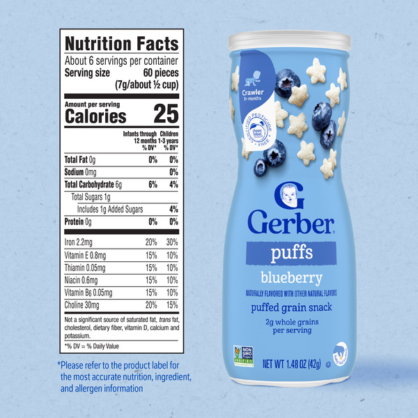 Gerber Stage 3 Baby Snacks Blueberry Puffs Puffed Grain Snack Baby Led Feeding - Image 8