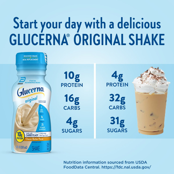 Glucerna Diabetes Nutritional Shake Classic Butter Pecan Ready To Drink Bottles - Image 3