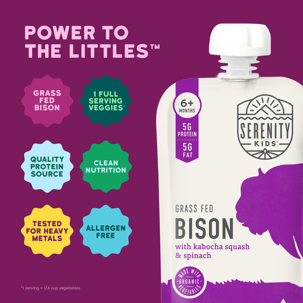 Serenity Kids Grass Fed Bison with Organic Vegetables Baby Food Pouch - Image 3
