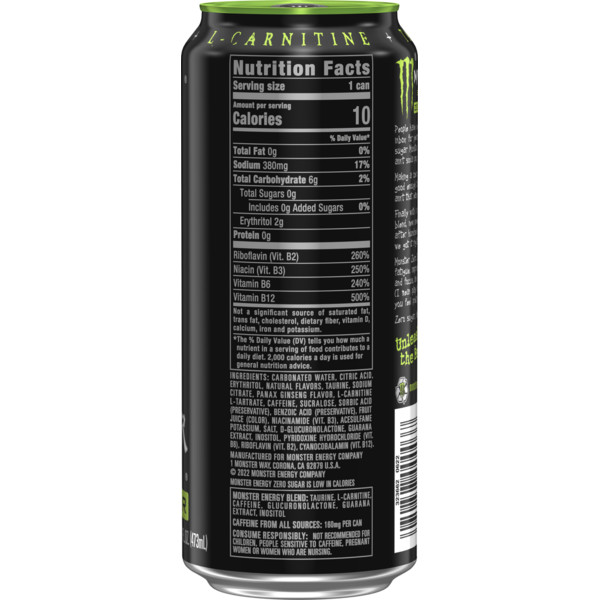 Monster Energy Monster Zero Sugar, Sugar Free Energy Drink, 16 Fl Oz - Image 3