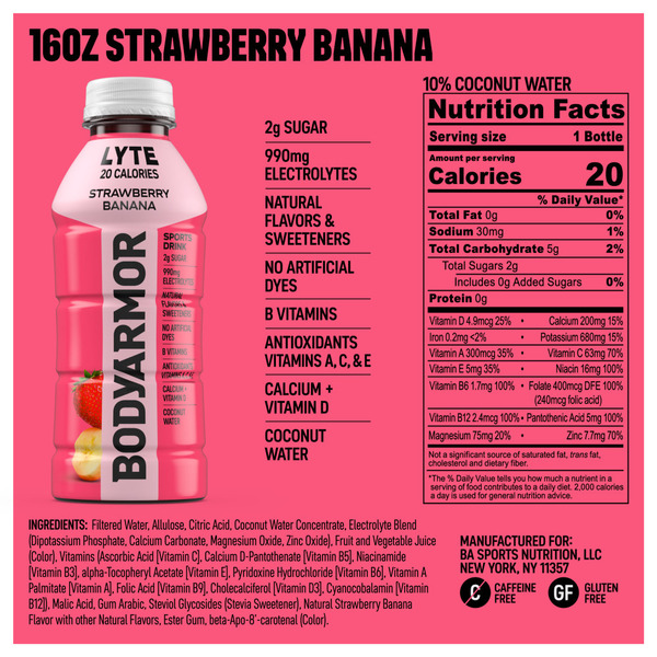 BODYARMOR Lyte Strawberry Banana Sports Drink Bottle - Image 6