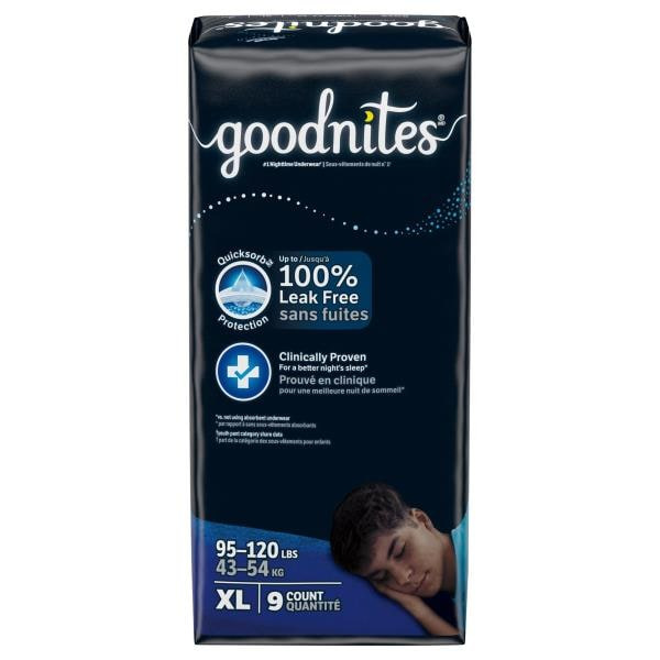 Goodnites Boys' Nighttime Bedwetting Underwear, Size Extra Large (95-120 lbs)