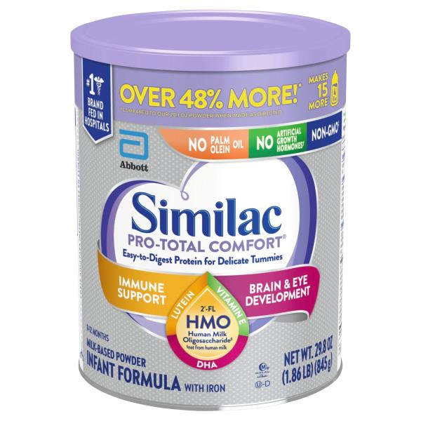 Similac Pro-Total Comfort Non-GMO with HMO Infant Formula with Iron Can