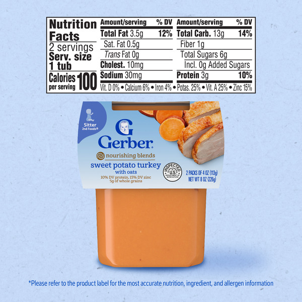Gerber Sweet Potato & Turkey With Whole Grains Nutritious Dinner 2nd Foods - Image 7
