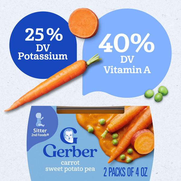 Gerber Stage 2 Baby Food Carrot Sweet Potato Pea Puree Tubs Baby Puree - Image 3