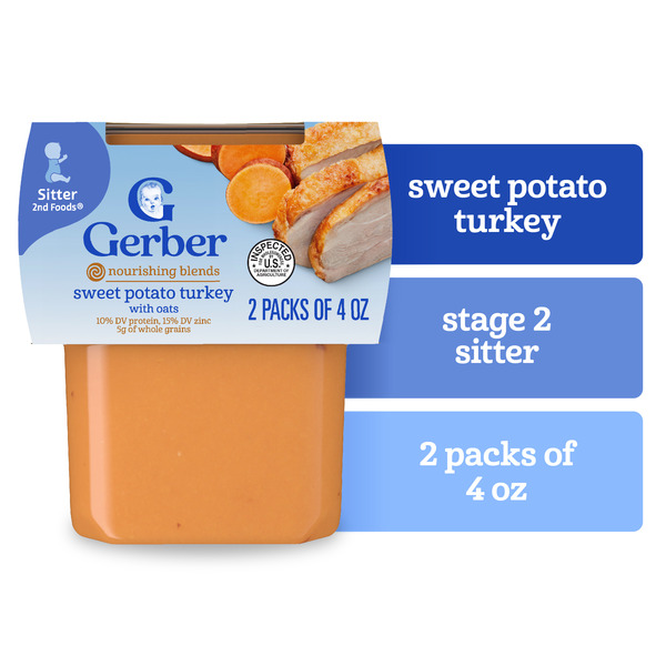 Gerber Sweet Potato & Turkey With Whole Grains Nutritious Dinner 2nd Foods