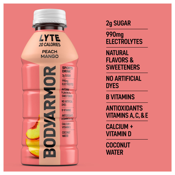 BODYARMOR Lyte Peach Mango Sports Drink Bottle - Image 2