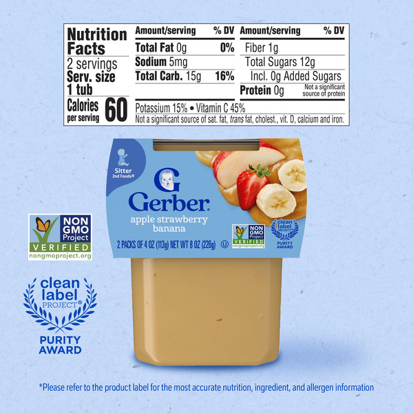 Gerber Stage 2 Baby Food Apple Strawberry Banana Puree Tubs Baby Puree - Image 7