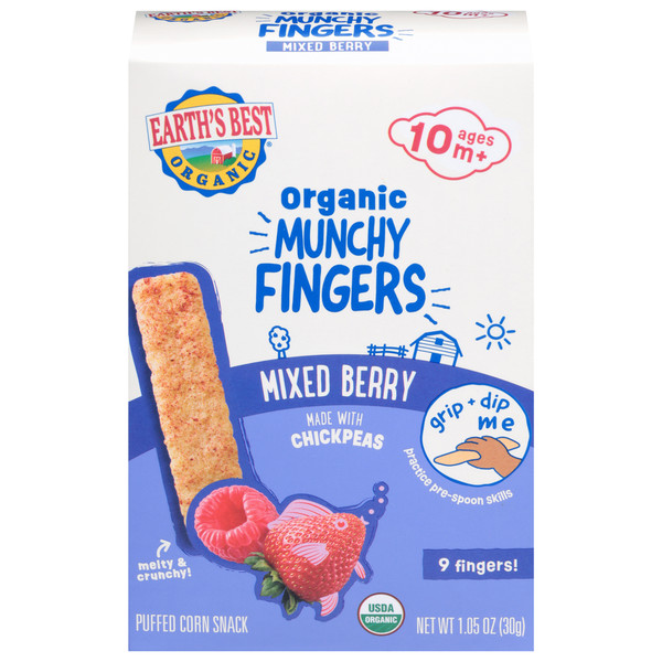 Earth's Best Organic 10 Ages M+ Mixed Berry Munchy Fingers