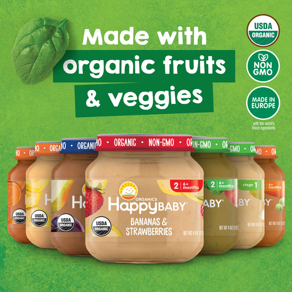 Happy Baby Organics Organics Clearly Crafted Stage 2 Apples & Spinach Jar 4 oz UNIT - Image 4