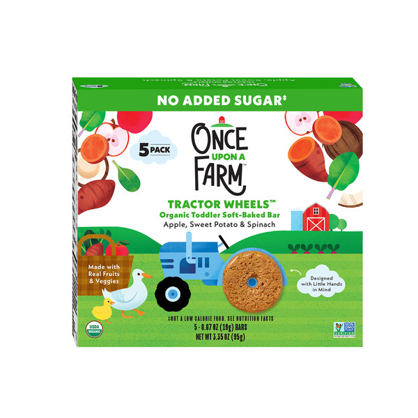 Once Upon a Farm Tractor Wheels Toddler Bar, Apple, Sweet Potato & Spinach