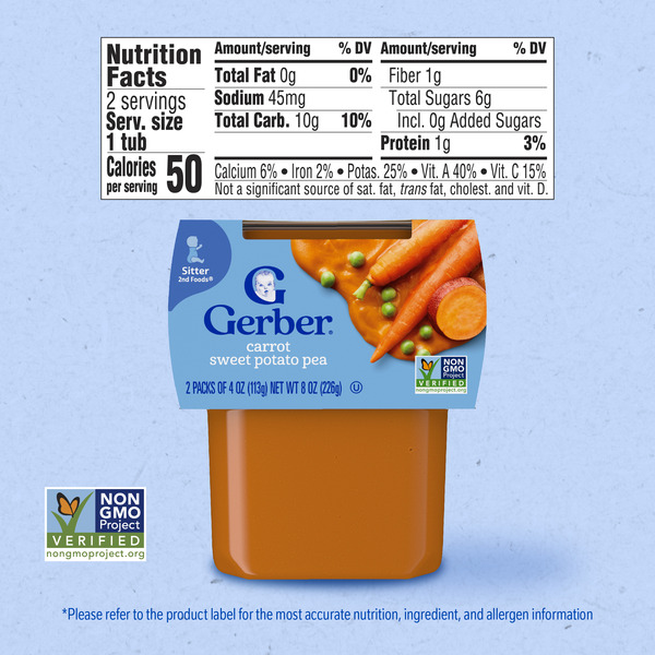 Gerber Stage 2 Baby Food Carrot Sweet Potato Pea Puree Tubs Baby Puree - Image 7