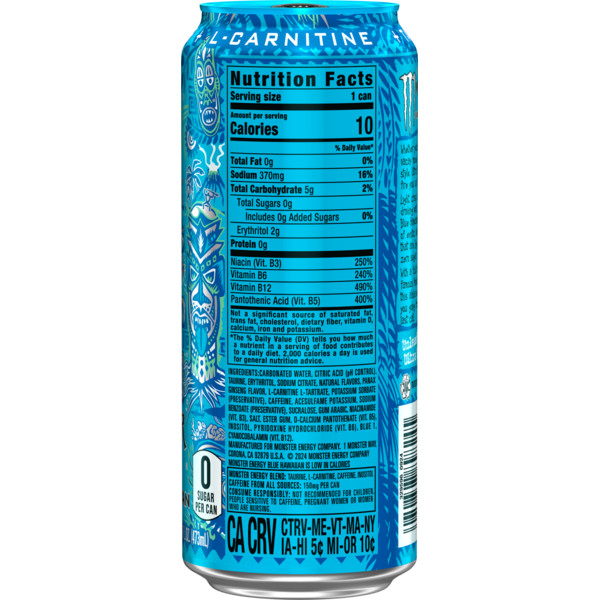 Monster Energy Ultra Monster Ultra, Blue Hawaiian, Sugar Free Energy Drink, 16 Fl Oz - Image 3
