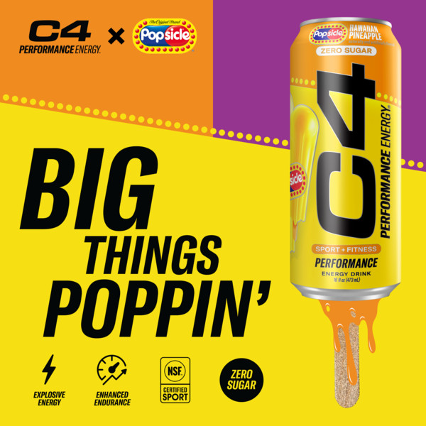 C4 Energy C4 Energy - Yellow Can, Carbonated, Hawaiian Pineapple Popsicle - Image 4