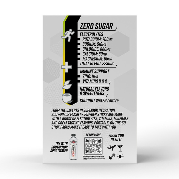 BODYARMOR Flash I.V. Sticks Lemon Lime Zero Sugar Electrolyte Powder Mix Pouches - Image 3