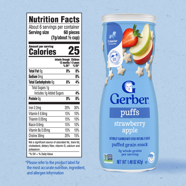 Gerber Stage 3 Baby Snacks Strawberry Apple Puffs Grain Snack Baby Led Feeding - Image 7