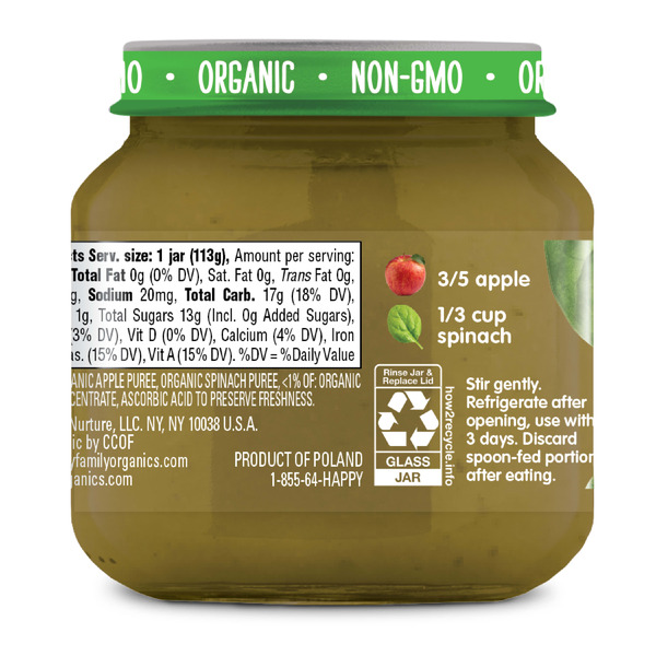 Happy Baby Organics Organics Clearly Crafted Stage 2 Apples & Spinach Jar 4 oz UNIT - Image 9