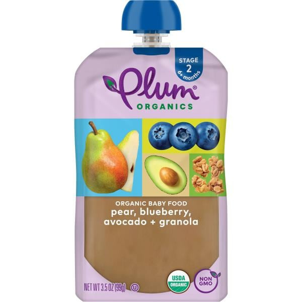 Plum Organics Stage 2 Organic Baby Food Pear, Blueberry, Avocado + Granola