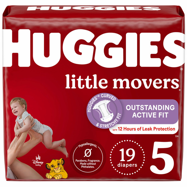Huggies Little Movers Baby Diapers, Size 5 (27+ lbs)