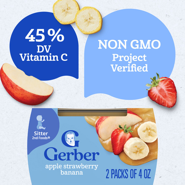 Gerber Stage 2 Baby Food Apple Strawberry Banana Puree Tubs Baby Puree - Image 3