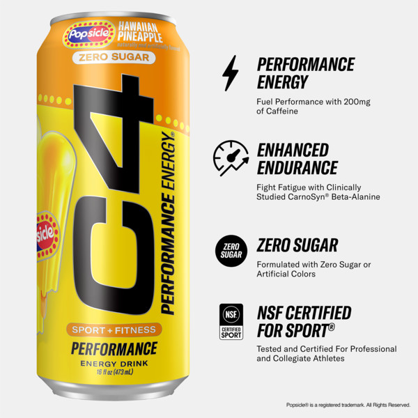 C4 Energy C4 Energy - Yellow Can, Carbonated, Hawaiian Pineapple Popsicle - Image 2