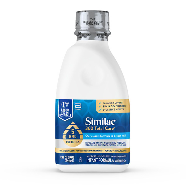 Similac 360 Total Care Ready-to-Feed Infant Formula, Has 5 HMO Prebiotics, 32-fl-oz Bottle