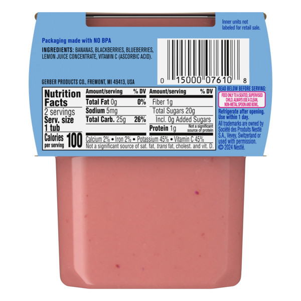 Gerber Stage 2 Baby Food Banana Blackberry Blueberry Puree Tubs Baby Puree - Image 9